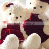 Plush Toy Couple White Bears in Dark Red Cloth/Soft Big Bear Toy Total Length 100cm/Soft Stuffed Bear Valentine Gift thumbnail-1