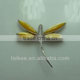 girls silver dragonfly brooch with natural shell and cz