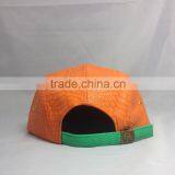 Custom Gold Metal Plate 5 Panel Hat Orange Crocodile Leather Watermelon Snapback Hats thumbnail-2