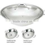 Stainless Steel Wok With Glass Lid/Induction Bottom