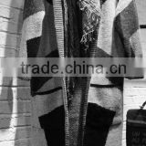 Geometric patterns knit long sweater cardigan