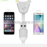 GOLF 2.1A Pineapple Series 2in1data Cable for Iphone 5/5s/6/6s/6plus 1m Quick Charge and Data Pinepple 2in1cable for Micro Phone thumbnail-1