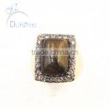 Mens Gold Ring With Tiger Eyes thumbnail-2