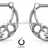 Nipple Rings Clickers Opal Set Stainless Steel Body Jewelry thumbnail-1