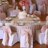 Hot Sale 2016 Wholesale Blush Chiffon Ruffled Wedding Chair Cover Sash Hood thumbnail-4
