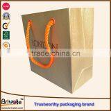 Gold Hot Stamping Foil Kraft Paper Shopping Bag With Cotton Handle/paper Shopping Bags for Packing Garments/paper Gift Bag thumbnail-3