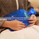 Hot 2L PVC Hot-water Bottle Wave Blue Anti-scald Bed Warmer