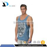 Daijun OEM wholesale loose fashion denim printing men gym tank tops