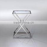 Silver stainless steel sofa end table
