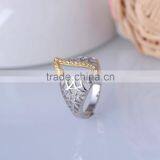 Pure Silver Hollow Out Life of Tree Branches Net Leaf Ring With Gold Plated thumbnail-4