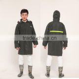 absolutely waterproof thick pvc sheet coated customized dark gree high quality long style men