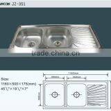 Undermount Double Bowl Stainless Steel Sink With Drainboard thumbnail-1