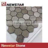 Newsar 1'' Gray Wooden Marble Hexagon Light Grain Wood Mosaic for Bathroom thumbnail-2