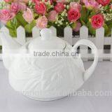 Plain White Porcelain Teapot,ceramic Teapot With Embossing Design thumbnail-3