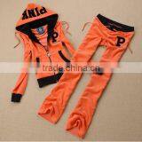 2016 Winter Autumn Women Sweatshirts Sportwear Casual Sports Two Pieces Velvet Suit Pants Set thumbnail-2