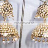 JADAU GOLD PLATED Dangler JHUMKA TEMPLE EARRINGS Real Look thumbnail-2