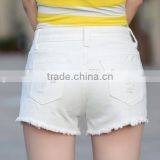 Hot Selling Summer White Elegant Burrs Denim Women Teenager Shorts thumbnail-3