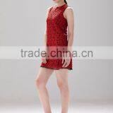 A-Line Neck Red Chiffon Dress Pattern Casual Design Ladies Aristocratic Style Dress SR-D9792 thumbnail-3