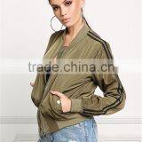 MGOO Custom Made 100% Polyester Olive Green Bomber Jackets Wholesale Streetwear Clothing Fashion Style Women Apparel thumbnail-2
