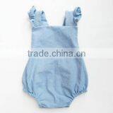 Wholesale Baby Clothes Kids Romper Boutique Light Blue Cotton Baby Romper thumbnail-1