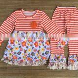 2016 Summer Girls Clothes Green Stripe Kids Top Suits T Shirt + Capri Pants 2 PCS Boutique Short Baby Girls Clothing Sets thumbnail-4