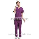 Juqian 2016 Quality Hot Purple V Neck Summer Hospital Housekeeping Staff Uniforms thumbnail-3