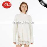Women's Autumn Fitted Lace Bottom Long Knittting Turtleneck Sweater Tops With Lowest Price thumbnail-1