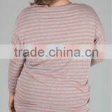 Pink Grey Striped Plus Size Maternity Top XYT2840 thumbnail-4