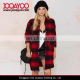 Latest Jacket Design Women Red and Black Plaid Flannel Casual Jacket