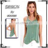 Sexy Backless Women Clothing 100%Rayon Strap-pening Sage Green Tank Top For Women