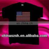 USA Flag Design Cool Flashing EL Sound Activated T-shirt