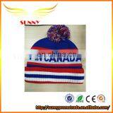 Fasion popular custom embroidery striped knitted beanie cap