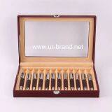 High Quality 12 Slots Leather Pen Box Fountain PenDisplay Box Wholesale,wooden Pen Box With Custom Logo thumbnail-3