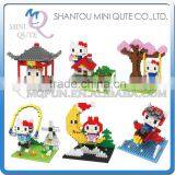 Mini Qute BOB 6 Styles Kawaii 3D Hello Kitty Moon Plastic Kids Figures Diamond Building Blocks Brick Model Educational Toy