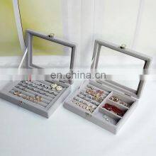 Velvet Glass Ring Earring Jewelry Display Organizer Box Tray Holder Storage Case thumbnail-3