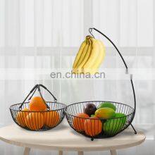 Professional Creative Decorative Display Storage Vegetables Wire 2 Tier Hanging Metal Fruit Basket thumbnail-3