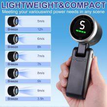 Foldable Handheld Turbo Fan With LED Display - USB Rechargeable, 5 Speeds, 1800mAh Battery, Ultra-Quiet Portable Fan for Travel thumbnail-4