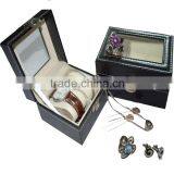 Luxury PU Leather Seeing-through Top Wooden Watch Boxes With 2- 3 Slots thumbnail-1