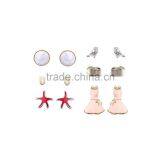 Marble Triangle Scratched Heart Shaped Starfish Pink Dress Enamel Bird Korean Earrings Fantastic Gift For Girls thumbnail-1