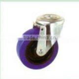 Swivel/Swivel Brake Bolt Hole Castor Fitted With Blue Elastic Rubber, Nylon Center thumbnail-1