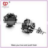 Wholesale Jewelry Hotsale Simple Unisex Round Cut Basket Rhinestone Zircon CZ Faceted Ear Stud Stainless Steel Earring thumbnail-2