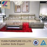 fashion glossy imported leather sofa with large lounge