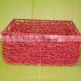 Strong Natural Rattan Basket Set of 3 With Iron Frame and Handles thumbnail-1