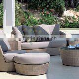 Wicker Poly Rattan With Stool and Thickness Cushion