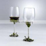 Crystal Wine Glass With Pewter Decorate Base and Stem