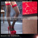 Taiwan Factory Red Lace Top Lady Silk Stockings