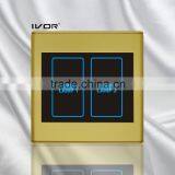 2 Gangs Lighting Touch Switch Champagne Gold (SK-T2300L2-CPG)