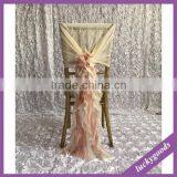 Fashionable Design Cheap Pink Chiffon Ruffled Wedding Chair Covers thumbnail-6