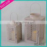 Hot sales spring colorful metal vintage candle lanterns with foliage pattern