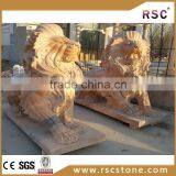 Afterglow Red Marble Life Size Lion Statue thumbnail-1